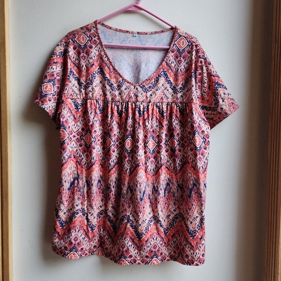 Amazon Aztec Zig-Zag Style V-Neck Shortsleeve Jersey Size 2XL - Picture 6 of 14